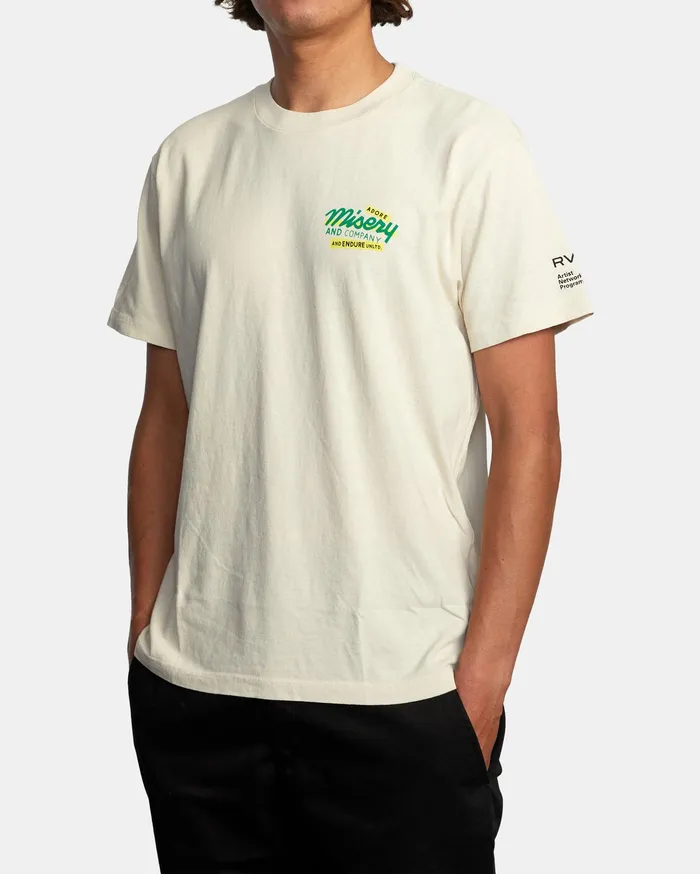 RVCA Mens Artist Tees Espo Chase Short Sleeve Tee Silver Bleach Slb