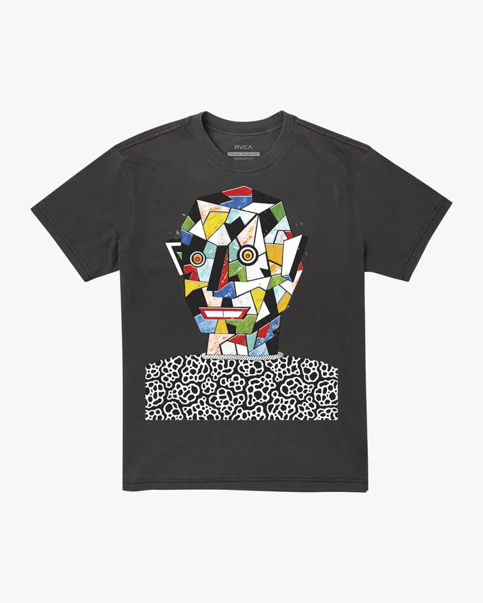 RVCA Mens Artist Tees Matt Leines Facet Face Short Sleeve Tee Black Blk