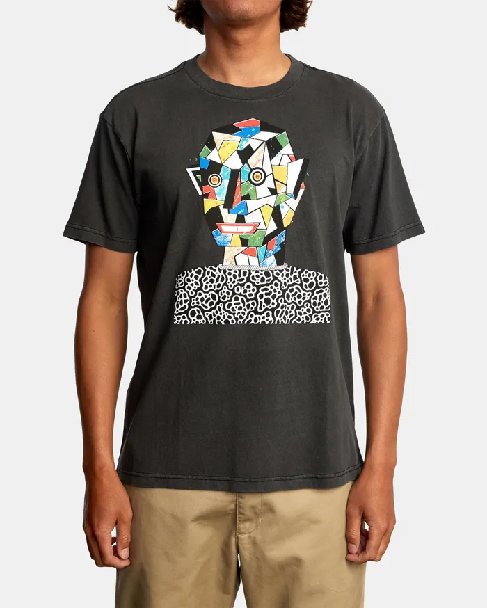RVCA Mens Artist Tees Matt Leines Facet Face Short Sleeve Tee Black Blk