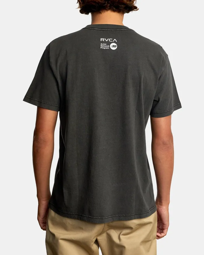 RVCA Mens Artist Tees Matt Leines Facet Face Short Sleeve Tee Black Blk