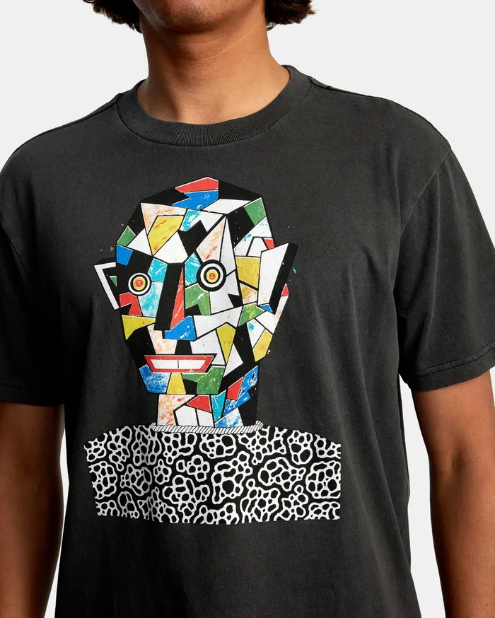 RVCA Mens Artist Tees Matt Leines Facet Face Short Sleeve Tee Black Blk