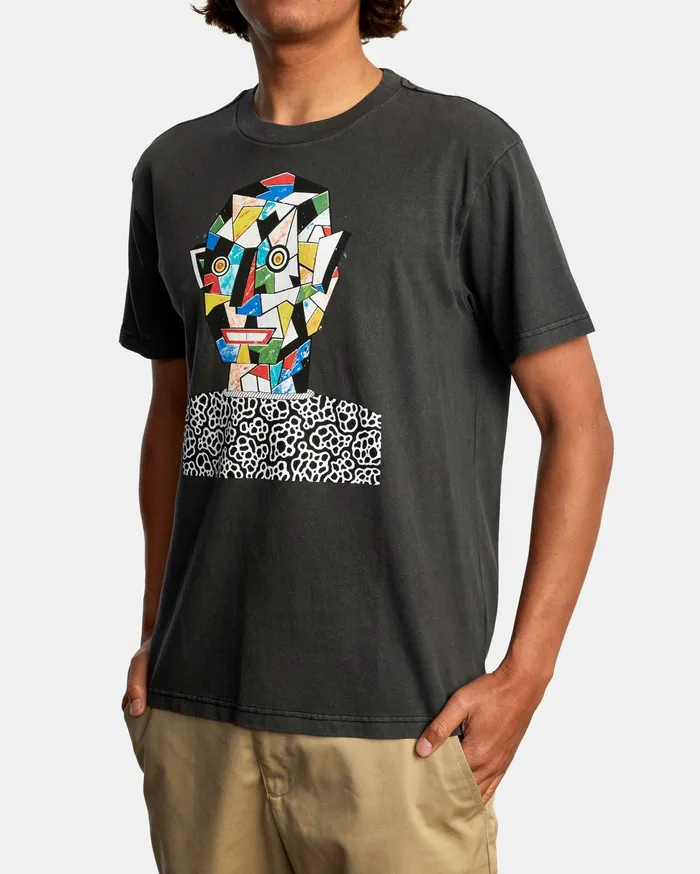 RVCA Mens Artist Tees Matt Leines Facet Face Short Sleeve Tee Black Blk