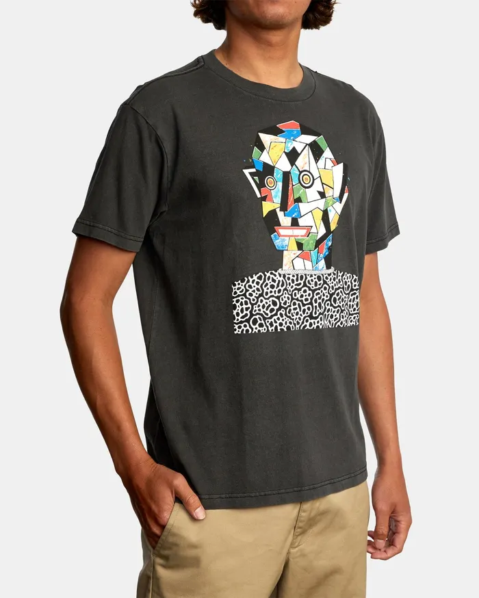 RVCA Mens Artist Tees Matt Leines Facet Face Short Sleeve Tee Black Blk