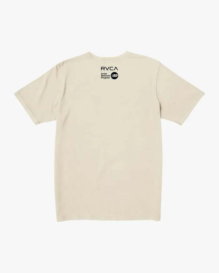 RVCA Mens Artist Tees Matt Leines Facet Face Short Sleeve Tee Silver Bleach Slb