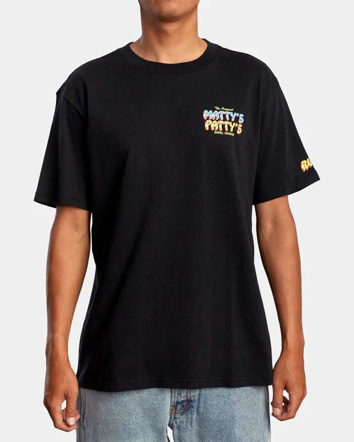 RVCA Mens Artist Tees Matty Matheson Matty8217S Patty8217S North Shore Short Sleeve Tee Black Blk