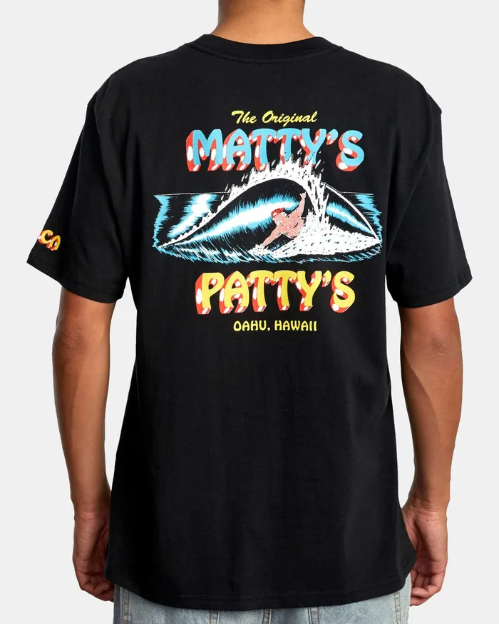 RVCA Mens Artist Tees Matty Matheson Matty8217S Patty8217S North Shore Short Sleeve Tee Black Blk