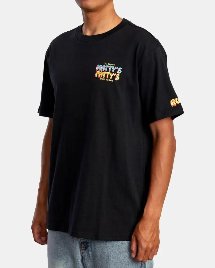 RVCA Mens Artist Tees Matty Matheson Matty8217S Patty8217S North Shore Short Sleeve Tee Black Blk