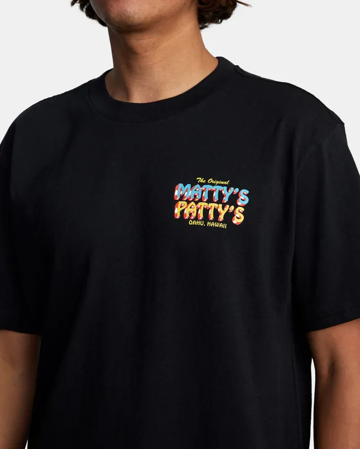 RVCA Mens Artist Tees Matty Matheson Matty8217S Patty8217S North Shore Short Sleeve Tee Black Blk