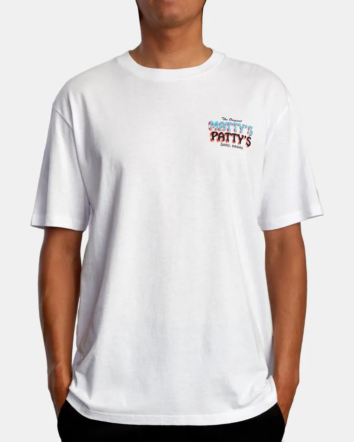 RVCA Mens Artist Tees Matty Matheson Matty8217S Patty8217S North Shore Short Sleeve Tee White Wht