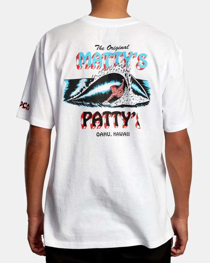RVCA Mens Artist Tees Matty Matheson Matty8217S Patty8217S North Shore Short Sleeve Tee White Wht