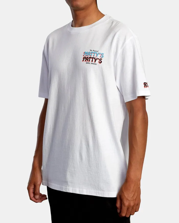 RVCA Mens Artist Tees Matty Matheson Matty8217S Patty8217S North Shore Short Sleeve Tee White Wht