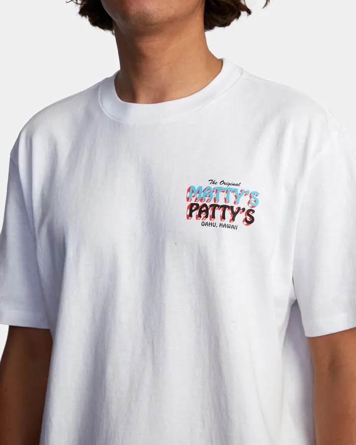 RVCA Mens Artist Tees Matty Matheson Matty8217S Patty8217S North Shore Short Sleeve Tee White Wht