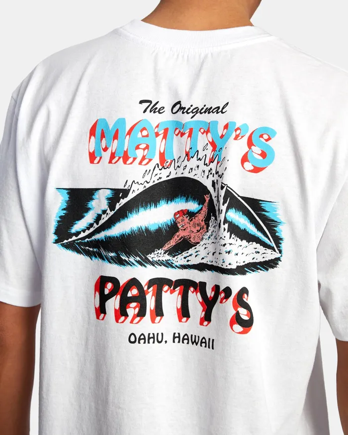 RVCA Mens Artist Tees Matty Matheson Matty8217S Patty8217S North Shore Short Sleeve Tee White Wht