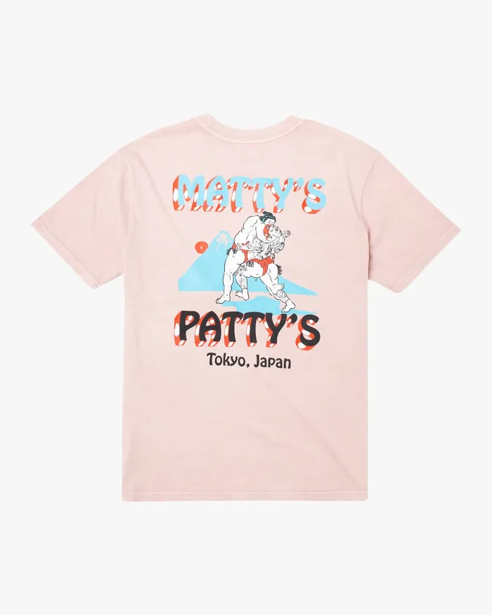 RVCA Mens Artist Tees Matty Matheson Matty8217S Patty8217S Tokyo Short Sleeve Tee Pink Pnk