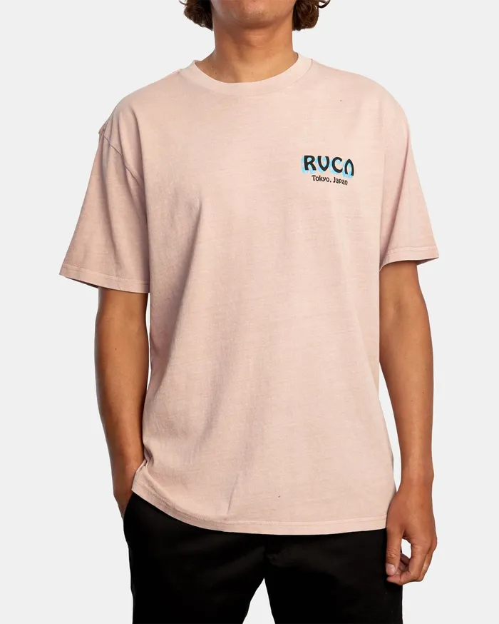 RVCA Mens Artist Tees Matty Matheson Matty8217S Patty8217S Tokyo Short Sleeve Tee Pink Pnk