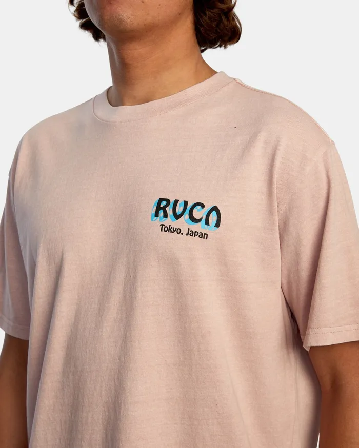RVCA Mens Artist Tees Matty Matheson Matty8217S Patty8217S Tokyo Short Sleeve Tee Pink Pnk