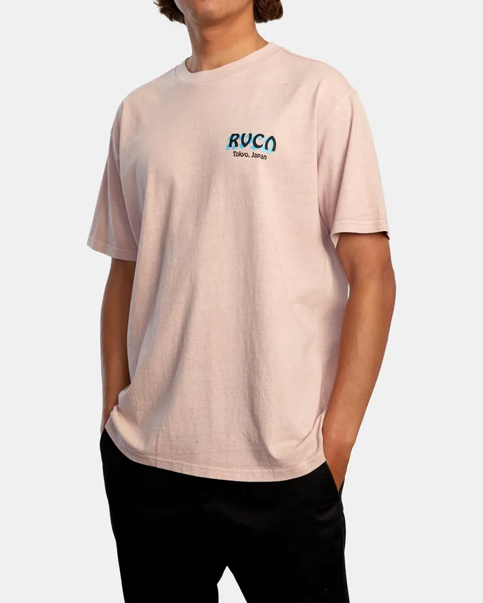 RVCA Mens Artist Tees Matty Matheson Matty8217S Patty8217S Tokyo Short Sleeve Tee Pink Pnk