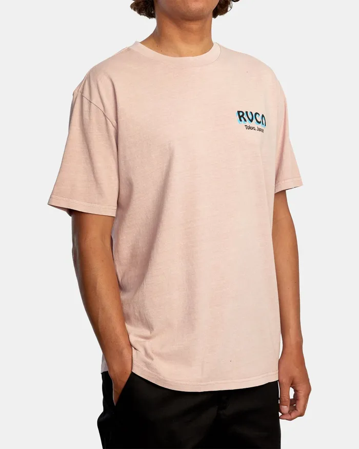 RVCA Mens Artist Tees Matty Matheson Matty8217S Patty8217S Tokyo Short Sleeve Tee Pink Pnk
