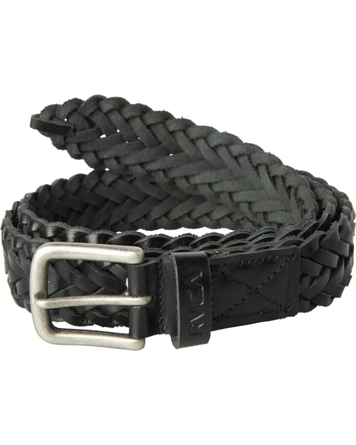 RVCA Mens Belts Twine Leather Belt Black Blk Gift for Friend