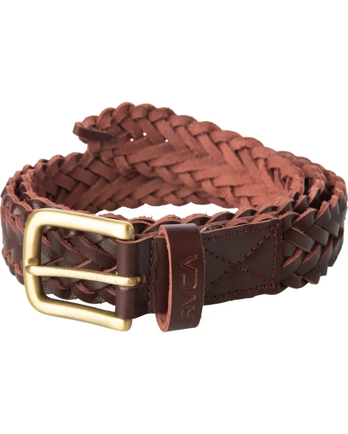 RVCA Mens Belts Twine Leather Belt Oxblood Red Oxr Gift 4 You