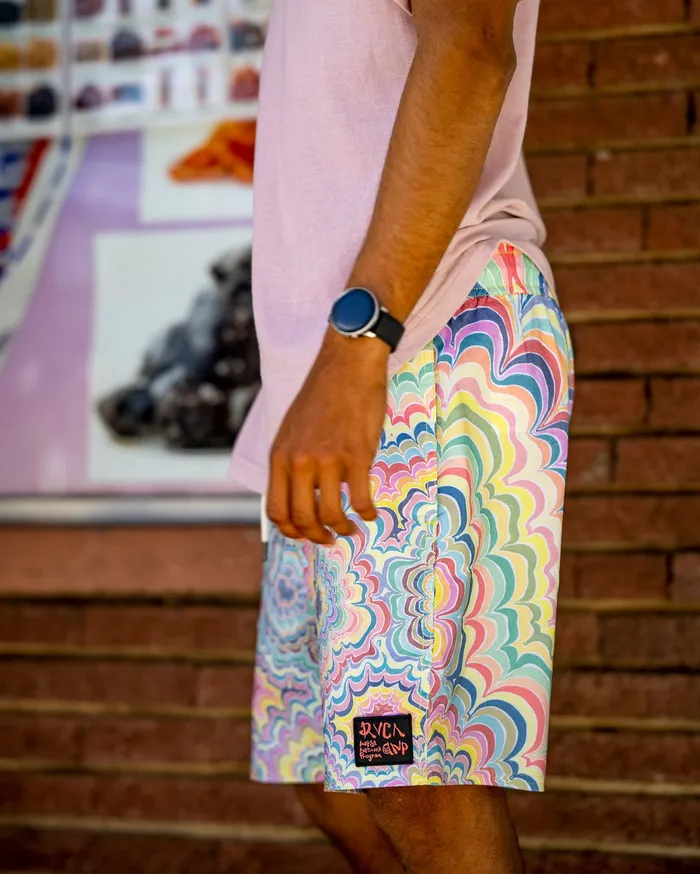 RVCA Mens Boardshorts Kelsey Elastic Boardshorts 17034 Multi Mul Popular