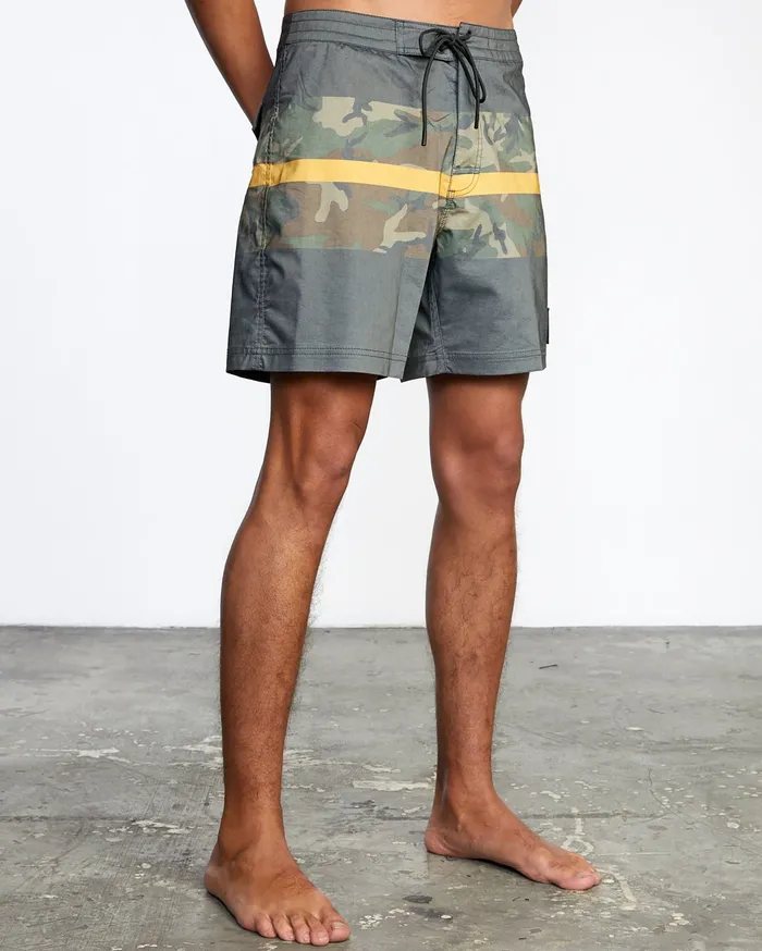 RVCA Mens Boardshorts Westport Hawaii Print Boardshorts 17034 Pirate Black Ptk On Sale