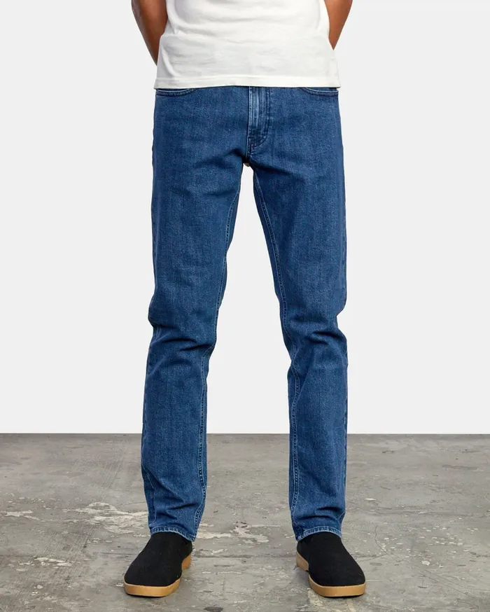RVCA Mens Denim Daggers Slim Fit Denim Jeans Light Vintage Wash Lvw Near Me
