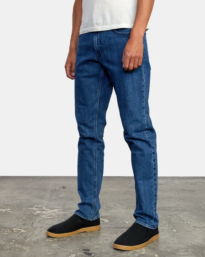 RVCA Mens Denim Daggers Slim Fit Denim Jeans Light Vintage Wash Lvw Near Me