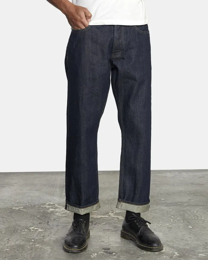 RVCA Mens Denim New Dawn Modern Straight Fit Denim Raw Blue Rwu For Sale