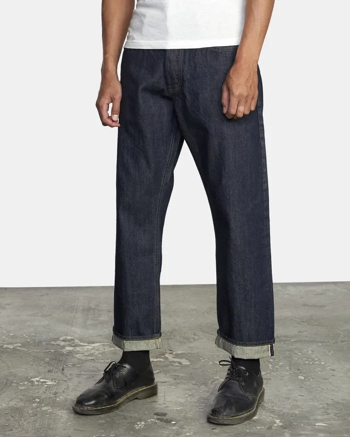 RVCA Mens Denim New Dawn Modern Straight Fit Denim Raw Blue Rwu For Sale
