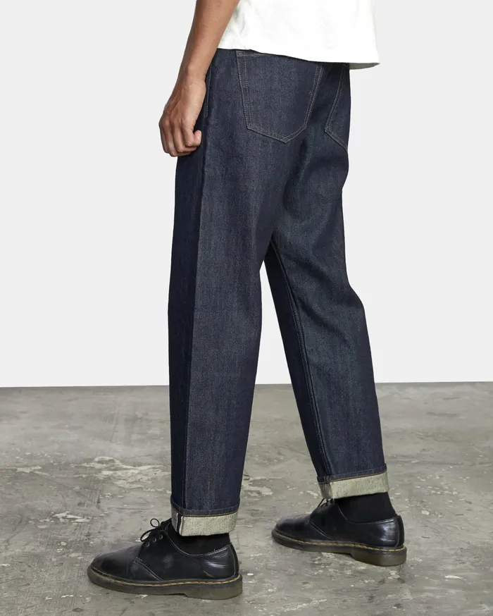 RVCA Mens Denim New Dawn Modern Straight Fit Denim Raw Blue Rwu For Sale