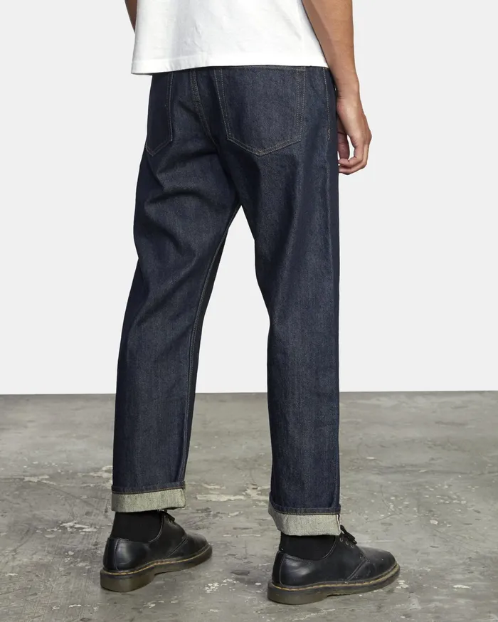RVCA Mens Denim New Dawn Modern Straight Fit Denim Raw Blue Rwu For Sale