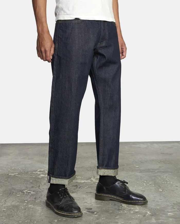 RVCA Mens Denim New Dawn Modern Straight Fit Denim Raw Blue Rwu For Sale