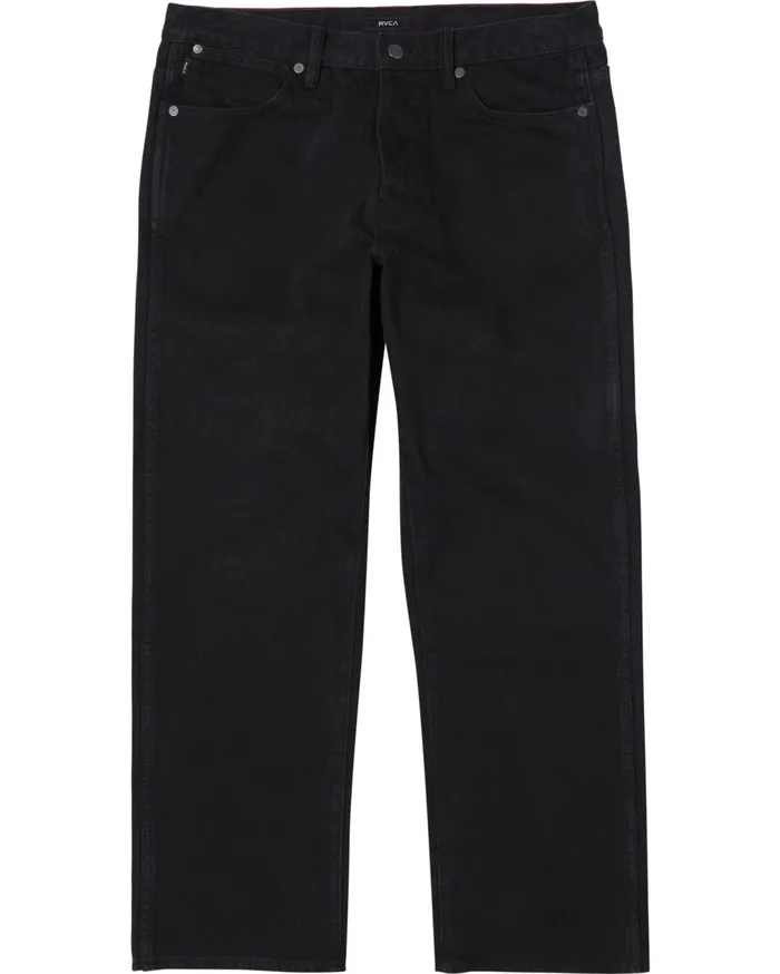 RVCA Mens Denim Recession Americana Relaxed Fit Denim Jeans Black Rinse Blr Online