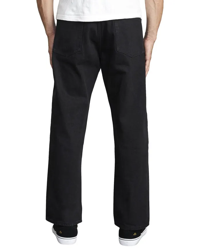 RVCA Mens Denim Recession Americana Relaxed Fit Denim Jeans Black Rinse Blr Online