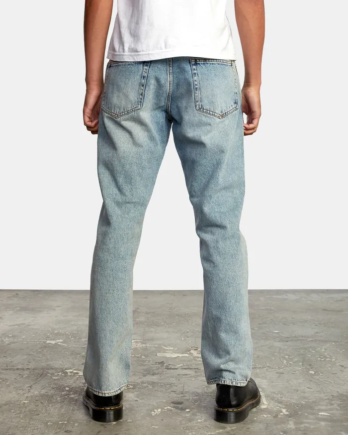 RVCA Mens Denim Weekend Straight Fit Organic Denim Jeans Stone Blue Ust Near Me