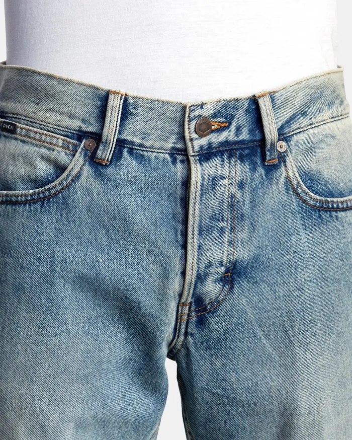 RVCA Mens Denim Weekend Straight Fit Organic Denim Jeans Stone Blue Ust Near Me