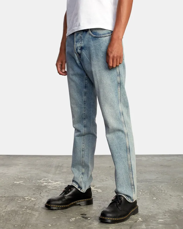 RVCA Mens Denim Weekend Straight Fit Organic Denim Jeans Stone Blue Ust Near Me
