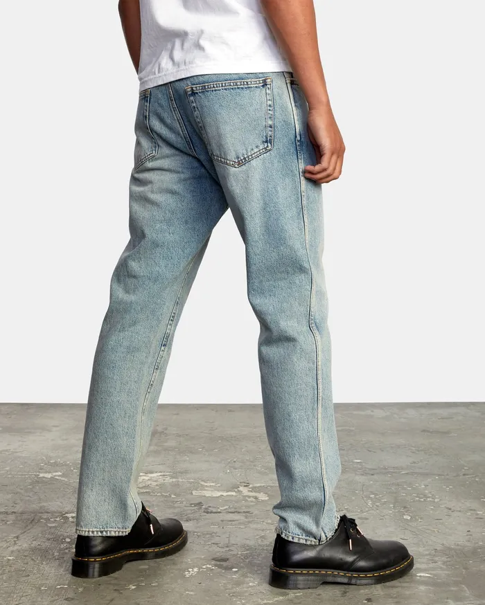 RVCA Mens Denim Weekend Straight Fit Organic Denim Jeans Stone Blue Ust Near Me