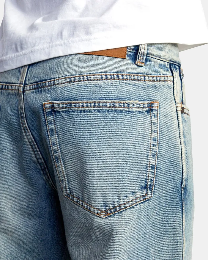 RVCA Mens Denim Weekend Straight Fit Organic Denim Jeans Stone Blue Ust Near Me