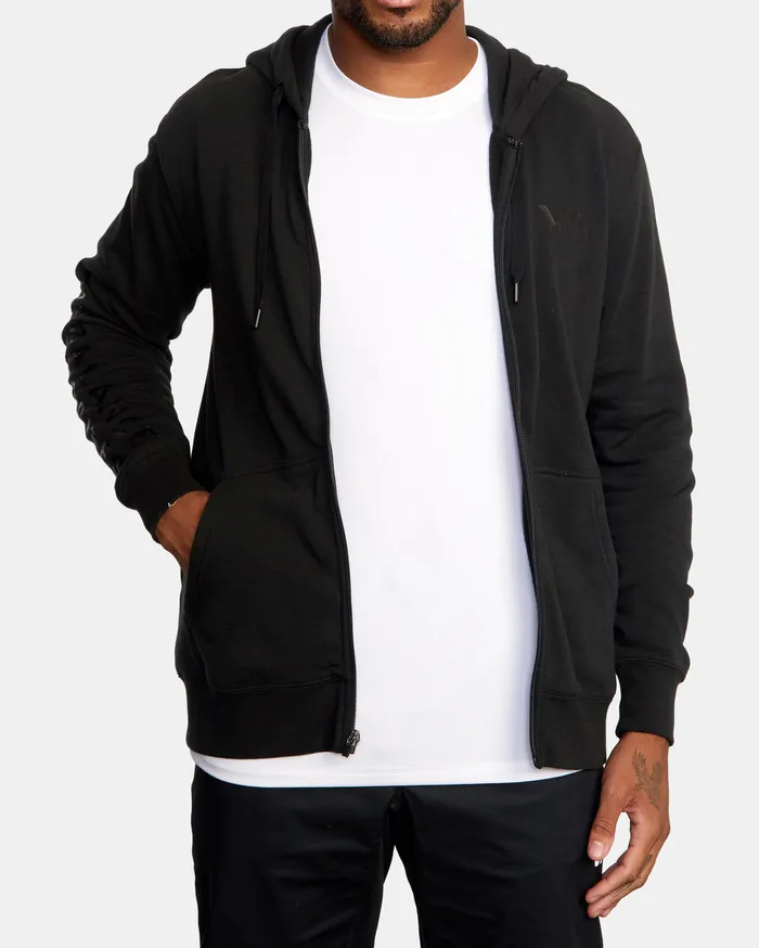 RVCA Mens Hoodies Swift Zip Up Hoodie Box Black Blk Cheap On Sale