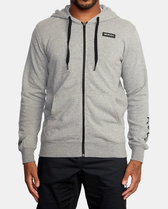 RVCA Mens Hoodies Swift Zip Up Hoodie Patch Heather Grey Hgr Casaul