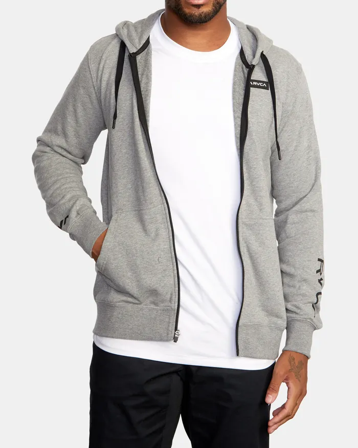 RVCA Mens Hoodies Swift Zip Up Hoodie Patch Heather Grey Hgr Casaul