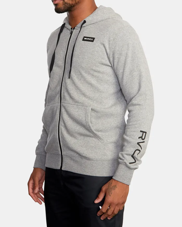 RVCA Mens Hoodies Swift Zip Up Hoodie Patch Heather Grey Hgr Casaul