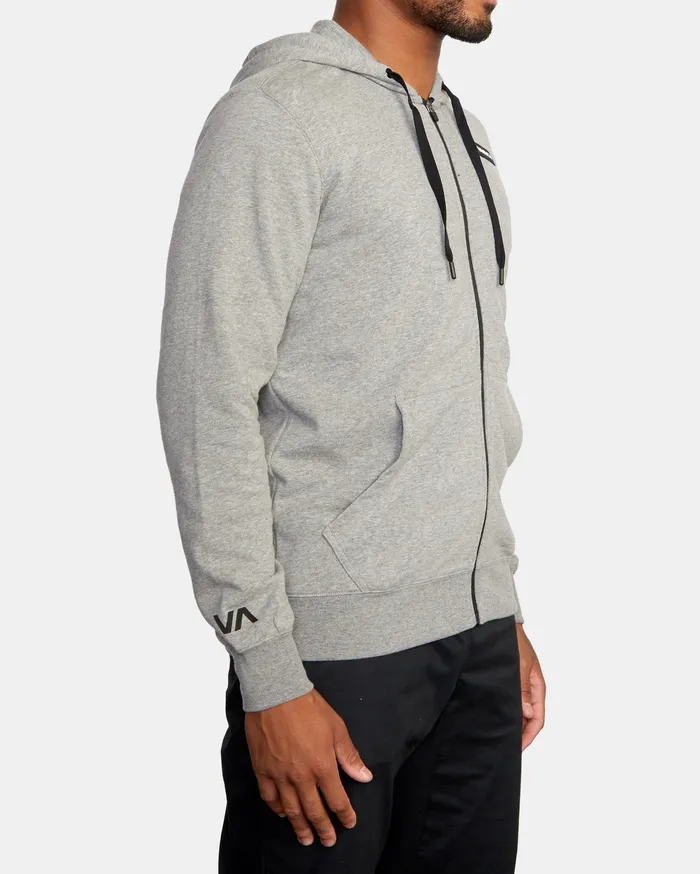 RVCA Mens Hoodies Swift Zip Up Hoodie Patch Heather Grey Hgr Casaul