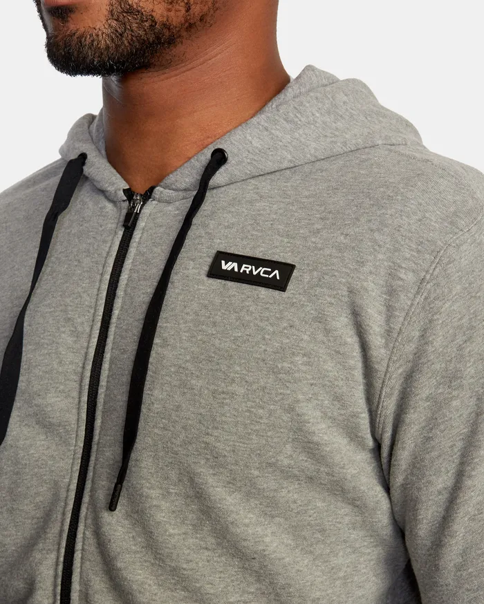 RVCA Mens Hoodies Swift Zip Up Hoodie Patch Heather Grey Hgr Casaul