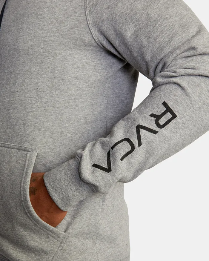 RVCA Mens Hoodies Swift Zip Up Hoodie Patch Heather Grey Hgr Casaul