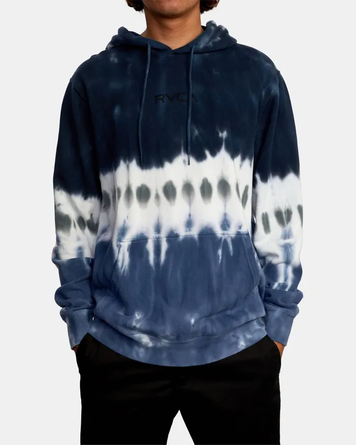 RVCA Mens Hoodies Tonally TieDye Iii Pullover Hoodie Blue Stripe Tie Dye Kvcw Casaul