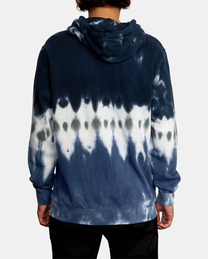 RVCA Mens Hoodies Tonally TieDye Iii Pullover Hoodie Blue Stripe Tie Dye Kvcw Casaul