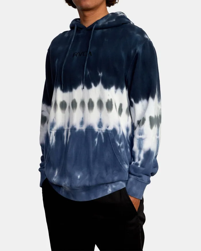 RVCA Mens Hoodies Tonally TieDye Iii Pullover Hoodie Blue Stripe Tie Dye Kvcw Casaul